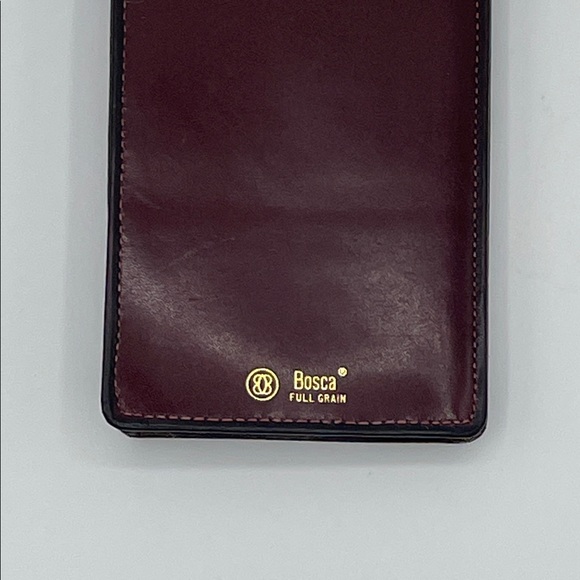 Bosca Brown Full Grain Leather Glasses Case with Gold Accent - Picture 4 of 5